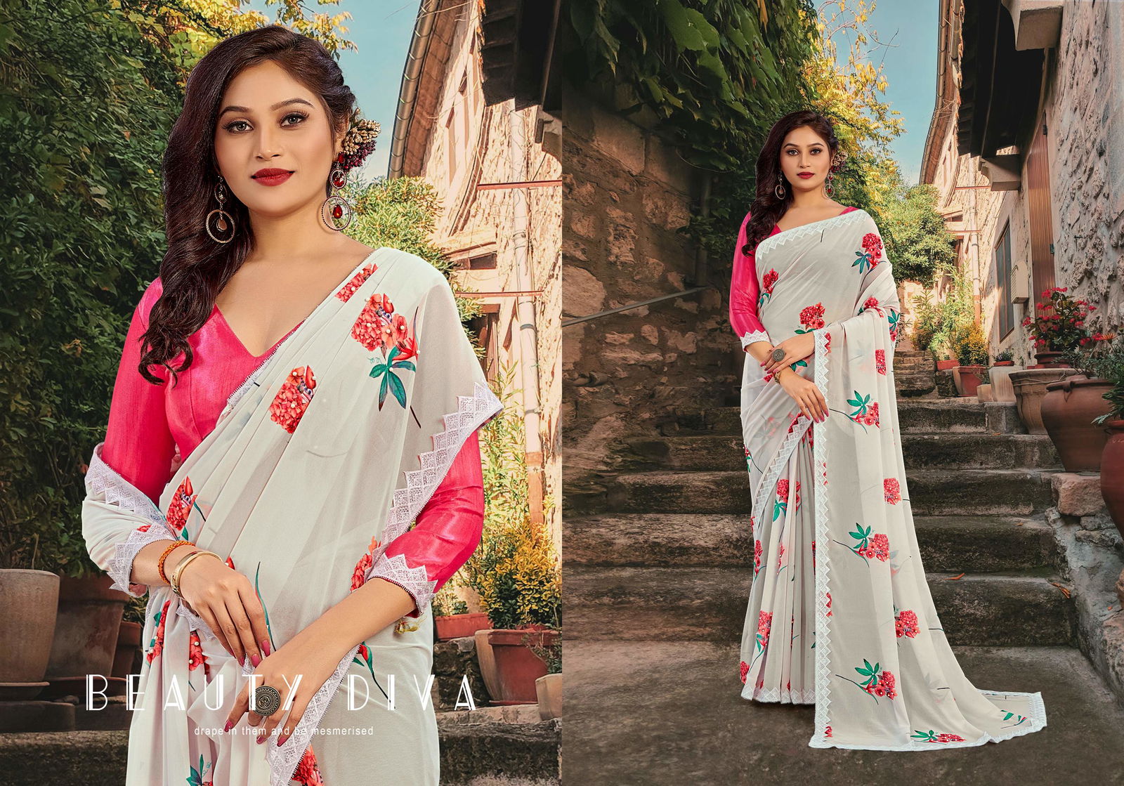 Ynf Bollywood Beauty Printed Georgette Ethnic Wear Fancy Saree Collection